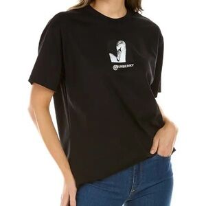 Burberry Black Tee with Graphic Print